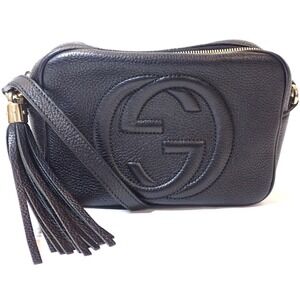 Gucci Disco Bag Soho Shoulder Leather Black GG